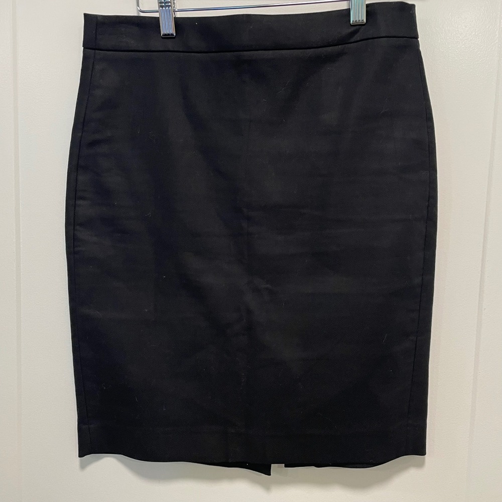 J. Crew Black Cotton Twill Tailored Pencil Skirt Size 2 Office Professional